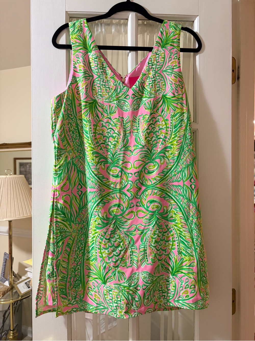 Lilly Pulitzer Hot Pink Romper with Bright Green Print - Picture 2 of 13